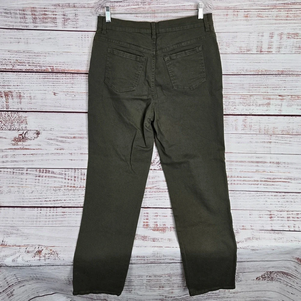 GLO Womens Military Green Mandy Jeans 12 Neutral Earthy Minimalist Basic Casual